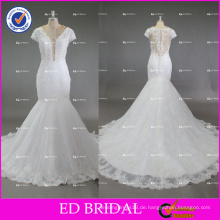 ED-Braut-Qualitäts-Spitze Appliqued Meerjungfrau-Hochzeits-Kleider mit kurzer Hülse